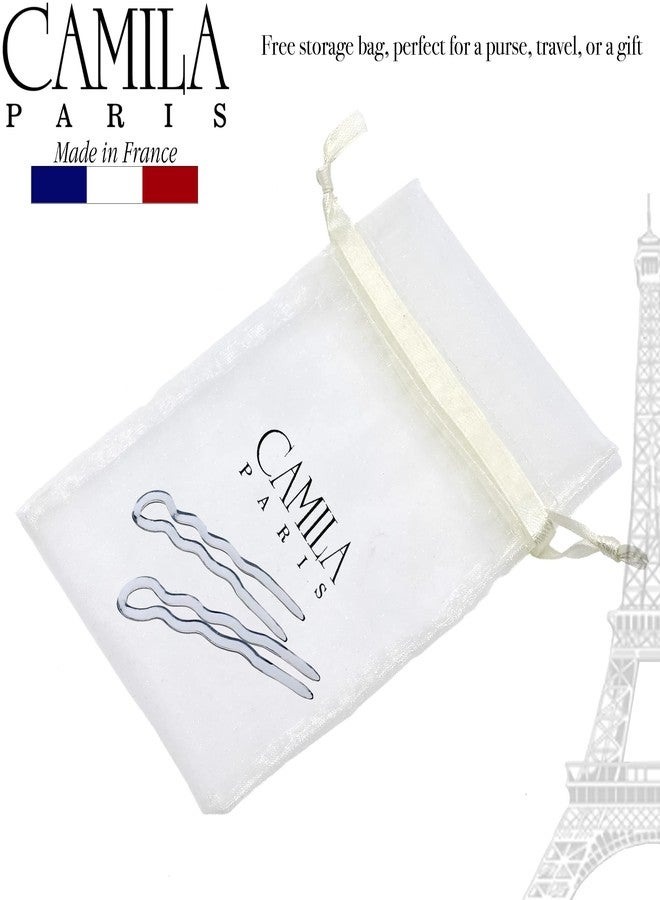 Camila Paris CP3513 French Twist Stick Hair Fork, 2 Small Wavy U Shaped Hair Pin Clip for Spiral Updo and Bun, Clear, Fashion Flexible Durable Styling Hair Accessories for Women, Made in France - Image 4